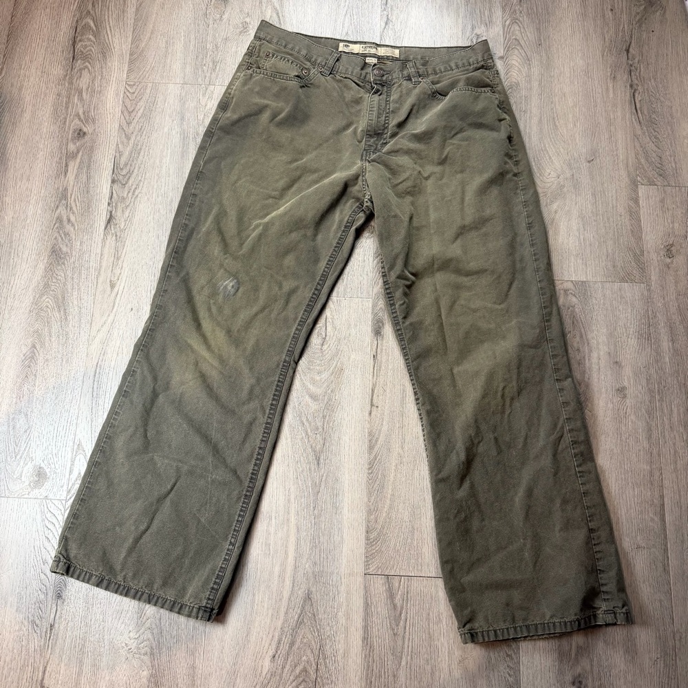 Express Pants Mens 34x30 Green Khakis Baggy Straight Leg Casual Workwear Y2K